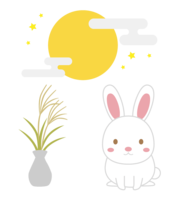 お月見団子／ススキ／うさぎ