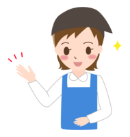 Supermarket clerk (female) who guides