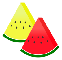 カットされたスイカ(赤-黄)