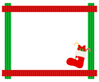 Christmas boots and green and red plaid frame Decorative frame