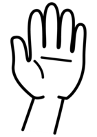 Black and white palm-raised hand
