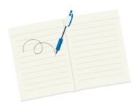 ノートにペンで書いている