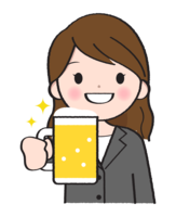 Female office worker drinking beer