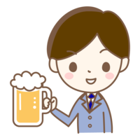 ジョッキビールを持っているサラリーマン