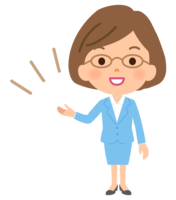 案内をする女性会社員