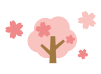 かわいい桜の木と花びら