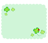 Four-leaf clover and ladybird green fluffy square frame-frame