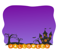 Halloween-Castle and purple frame of (HALLOWEEN) characters-Frame