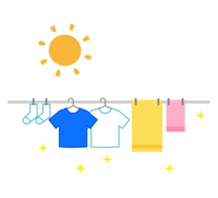 晴れの日の太陽と洗濯物