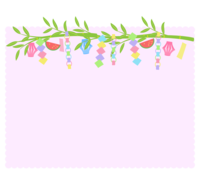 上部の七夕飾りのピンク色の四角フレーム-枠
