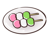 Three-color dumplings on a plate