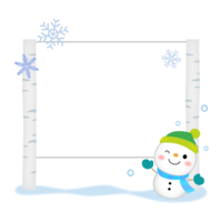 雪だるまと白樺の看板のフレーム-枠