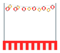 お祭りの紅白幕と提灯のフレーム-枠