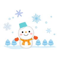 Snowman and snowy landscape