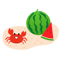Cute crab and watermelon