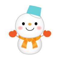 Snowman wearing a light blue bucket