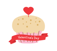 Heart cupcake and (Valentine's-Day)