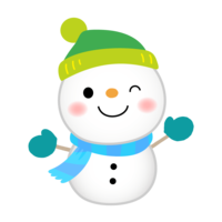 Snowman wearing a green hat