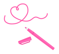 粉红色图标笔和心形