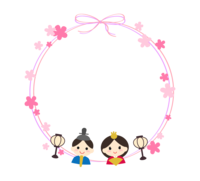 Ribbon-style circular frame of chicks and flowers-frame