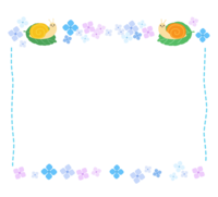 梅雨-紫陽花の花とカタツムリの水色点線フレーム-枠