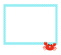 螃蟹和蓝色方格图案的方形框架