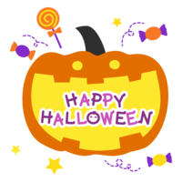ハロウィン-かぼちゃの中の(HALLOWEEN)文字とキャンディー