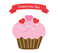 ハートのピンクのカップケーキと(Valentine’s-Day)