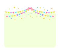 Flag garland, stars and confetti yellow-green frame-frame