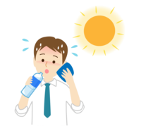 Office worker who rehydrates as a measure against heat stroke