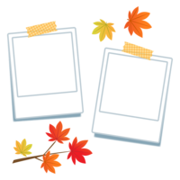 Autumn leaves maple and two Polaroid photo frames-frame
