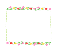 Top and bottom tulips and green dotted square frame-frame