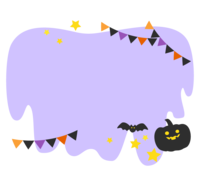 かぼちゃとフラッグガーランドの紫色フレーム-枠