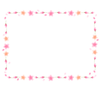 ふんわりとした桜の花と蕾の囲みフレーム-枠
