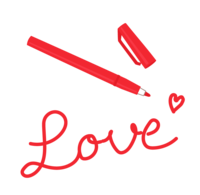 Red marker pen and (LOVE)