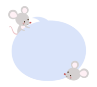 Blue balloon frame of two cute mice-frame