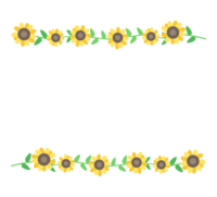 ひまわりの花の上下フレーム-枠