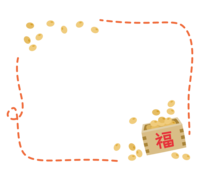 Setsubun-Mamemaki-Orange dotted frame of wooden box-Frame