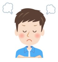 腕を組んで怒っている男性の顔